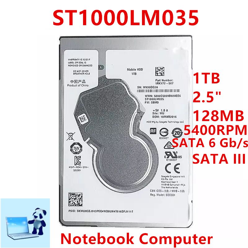 New HDD For Seagate Brand 1TB 2.5" SATA 6 Gb/s 128MB 5400RPM For Internal Hard Disk For Notebook HDD For ST1000LM035