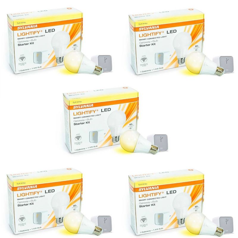Sylvania Lightify LED Smart WIFI Connection Gateway A19 Bulb Starter Kit  5 Pack