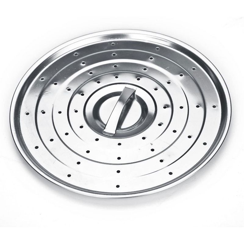 Alpine Cuisine 6.5 Quart Stainless Steel Stock Steamer Stovetop Cooking Pot 3 Piece Cookware Set for Home Kitchen with Steamer Lid