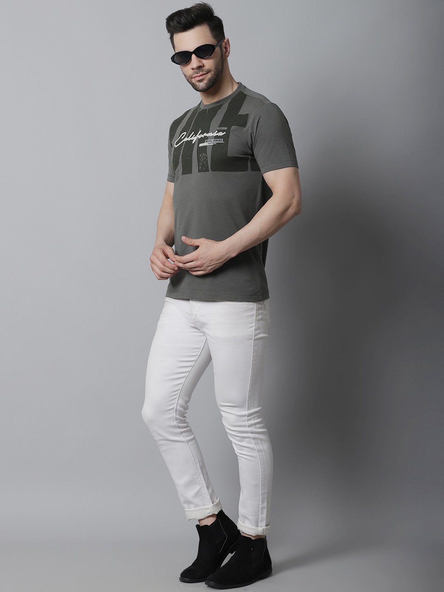 Venitian- Forbidden Clothing Charcoal Slim Fit Graphic Print Crew T-Shirt