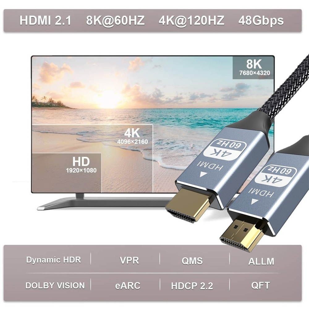 8K DisplayPort Cable, 6.6ft/2M DP 1.4 Cable (8K @60Hz,4K @144Hz,2K @165Hz) Gold-Plated Ultra High Speed DisplayPort to DisplayPort Cable Lead Support Resolution HDR for Laptop PC TV Gaming Monitor