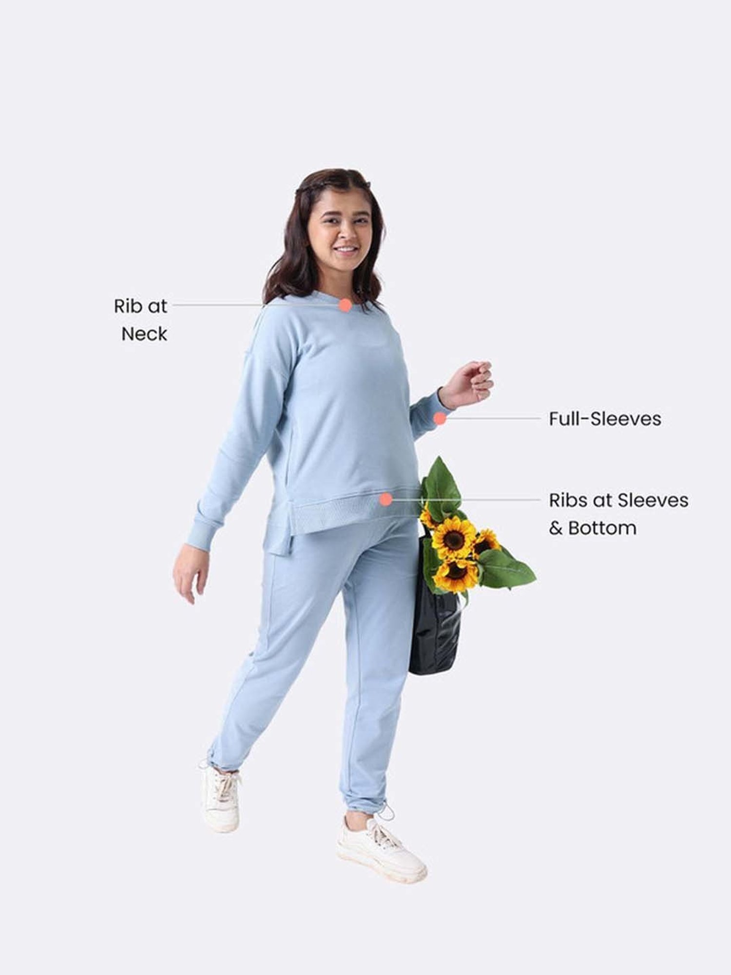 BlissClub Blue Relaxed Fit Sports Sweatshirt