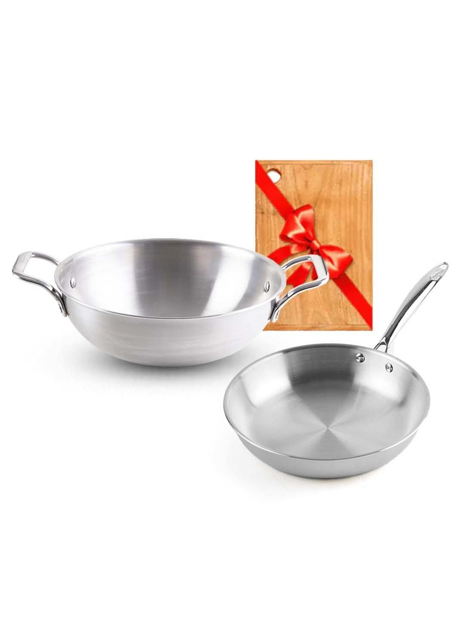 The Indus Valley Silver Stainless Steel Cookware Kadhai (5.5 L)