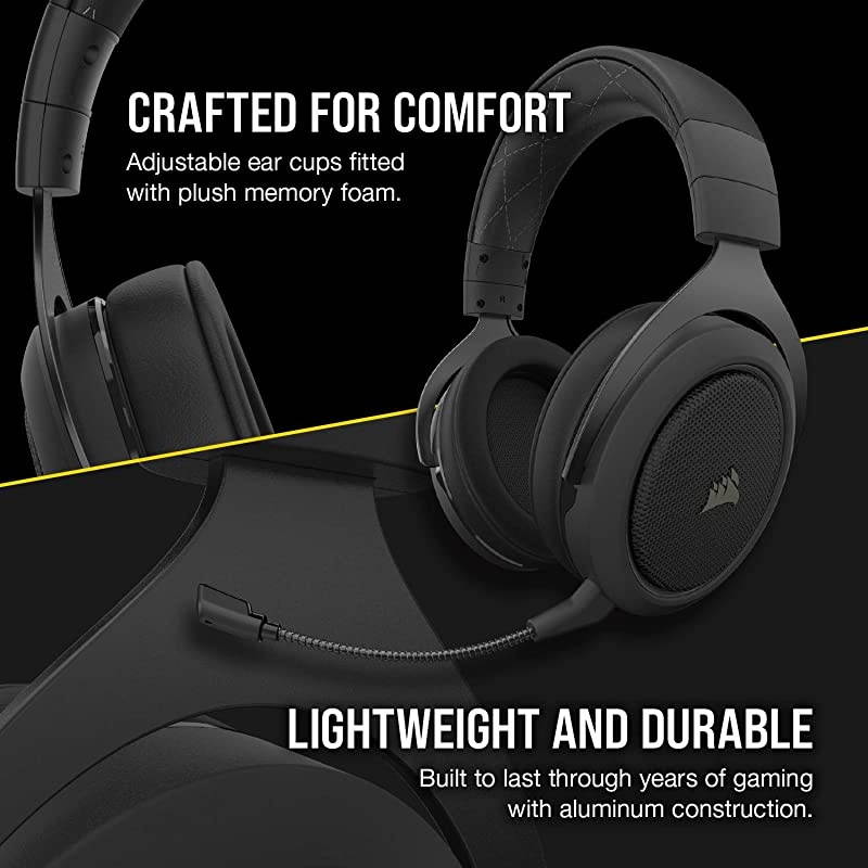 HS70 Pro Wireless Gaming Headset - 7.1 Surround Sound Headphones for PC, PS5, and PS4 - Discord Certified - 50mm Drivers &ndash; Carbon (CA-9011211-NA)