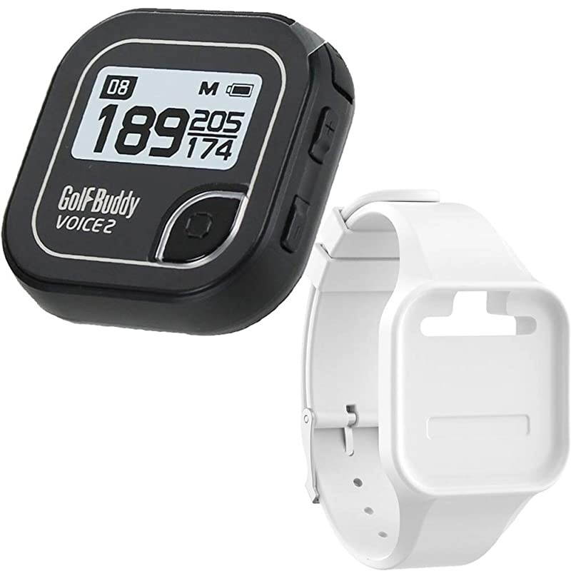 Voice 2 Rangefinder Talking GPS Devices for Hat Distance Range Finder for Golfers 14 Hours Battery Life Water Resistant Black Bundled with Silicon Strap Wristband