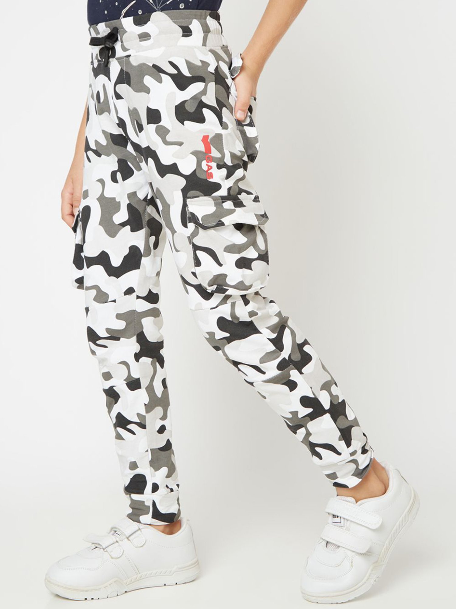 GAS KIDS White & Grey Camouflage Joggers