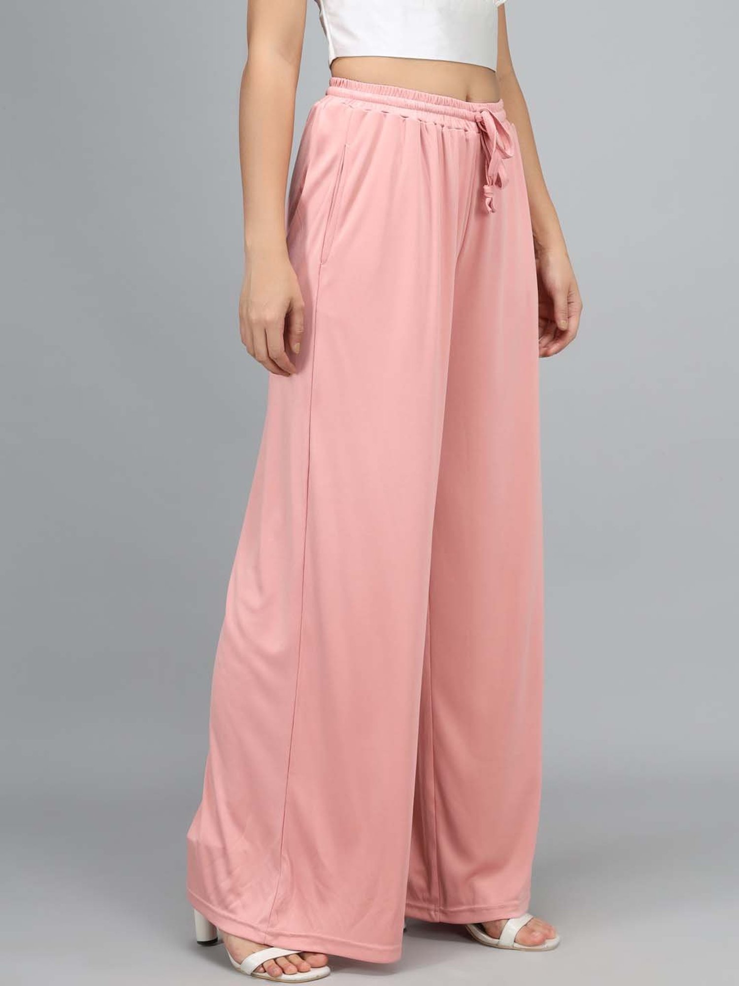 Kotty Pink Flared Fit Palazzos