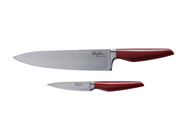 Ayesha Curry 47055 Home Collection Japanese Steel Cooking Knife Set, Sienna Red, 2-Piece
