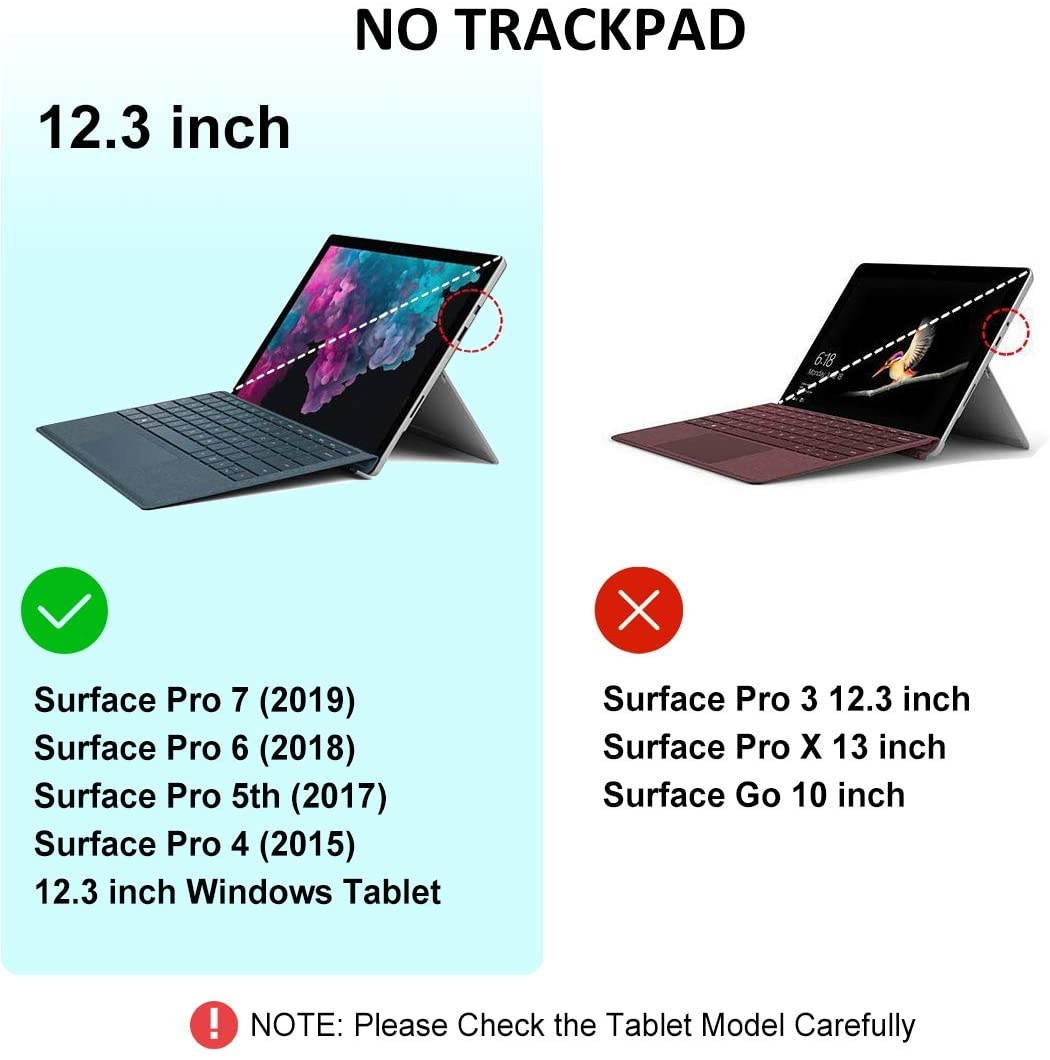 Microsoft Surface Pro 7 Case with Keyboard for Microsoft Surface Pro 6 / Surface Pro 5 2017/ Surface Pro 4 12.3 inch Tablet - Folio Stand Case - Detachable Wireless Type Cover Keyboard - Blue