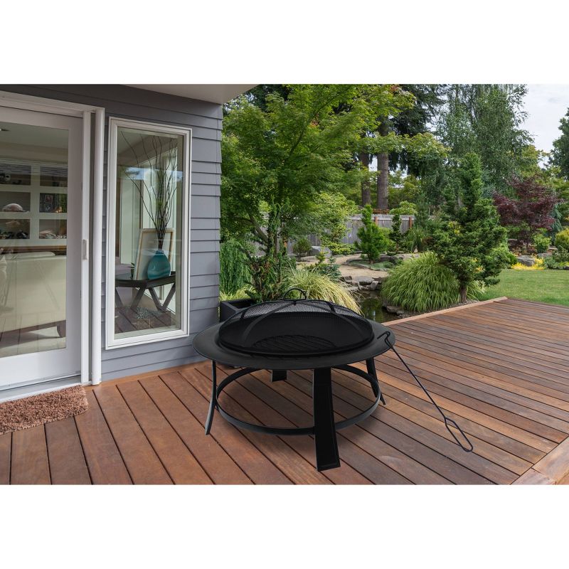 30" Outdoor Wood Burning Fire Pit - Black - Nicole Miller