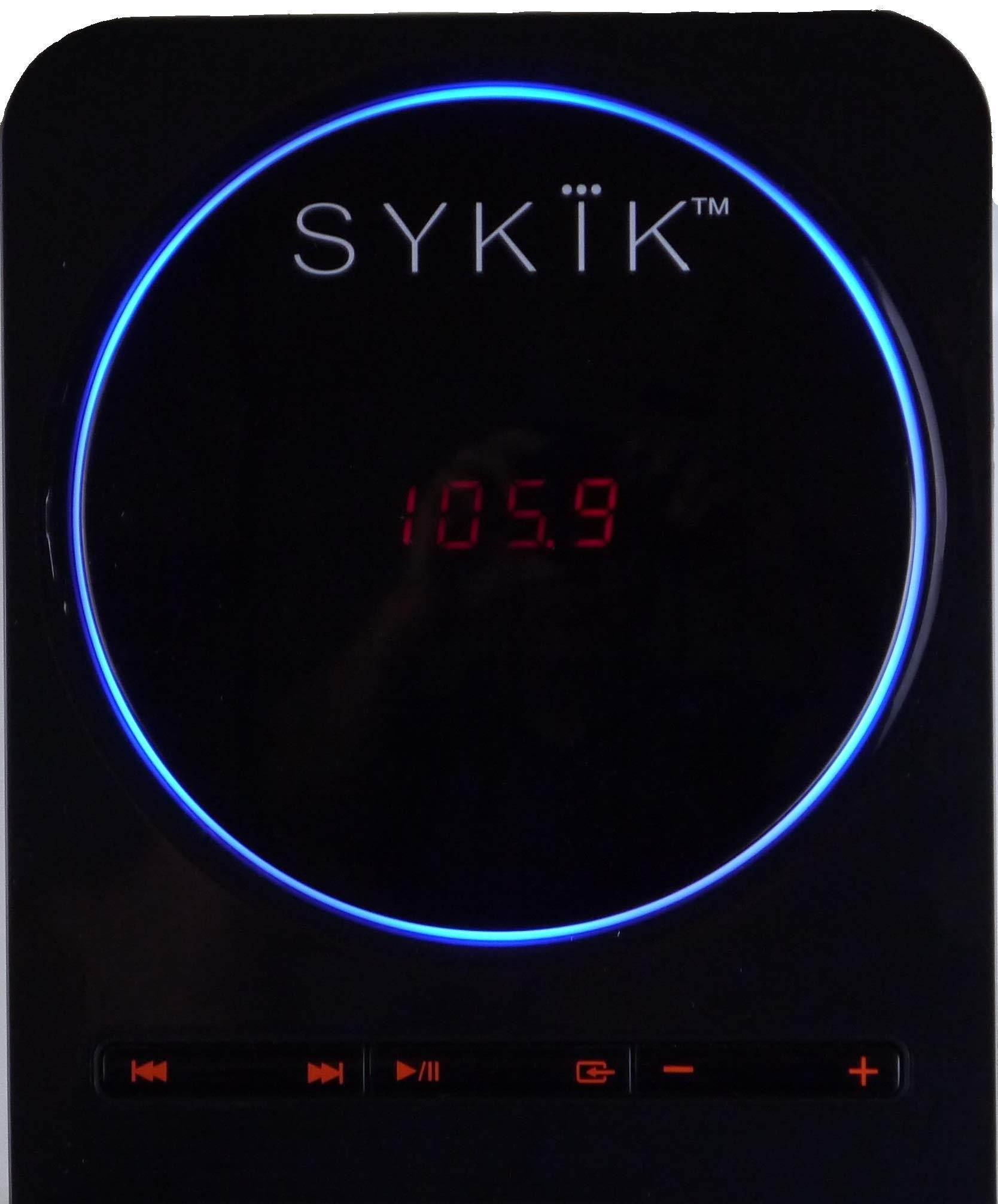 Sykik tower TSME26, high power 60W RMS Tower Speaker with Bluetooth, powerful 6.5 inch sub-woofer, Pair of 4 inch drivers, SD, USB AUX Jacks. FM radio and remote.