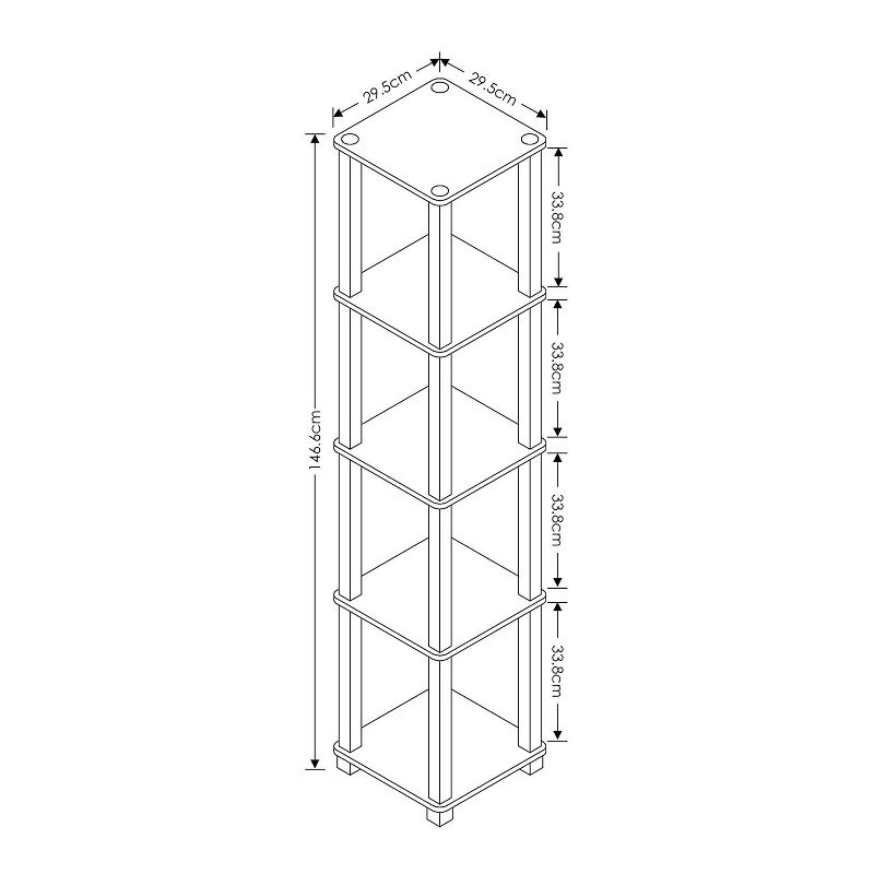 Furinno Turn-N-Tube 5 Tier Wooden PVC Corner Display Shelf and Bookcase for Living Room, Dining Room, Bedroom, and Office Spaces, Americano Black