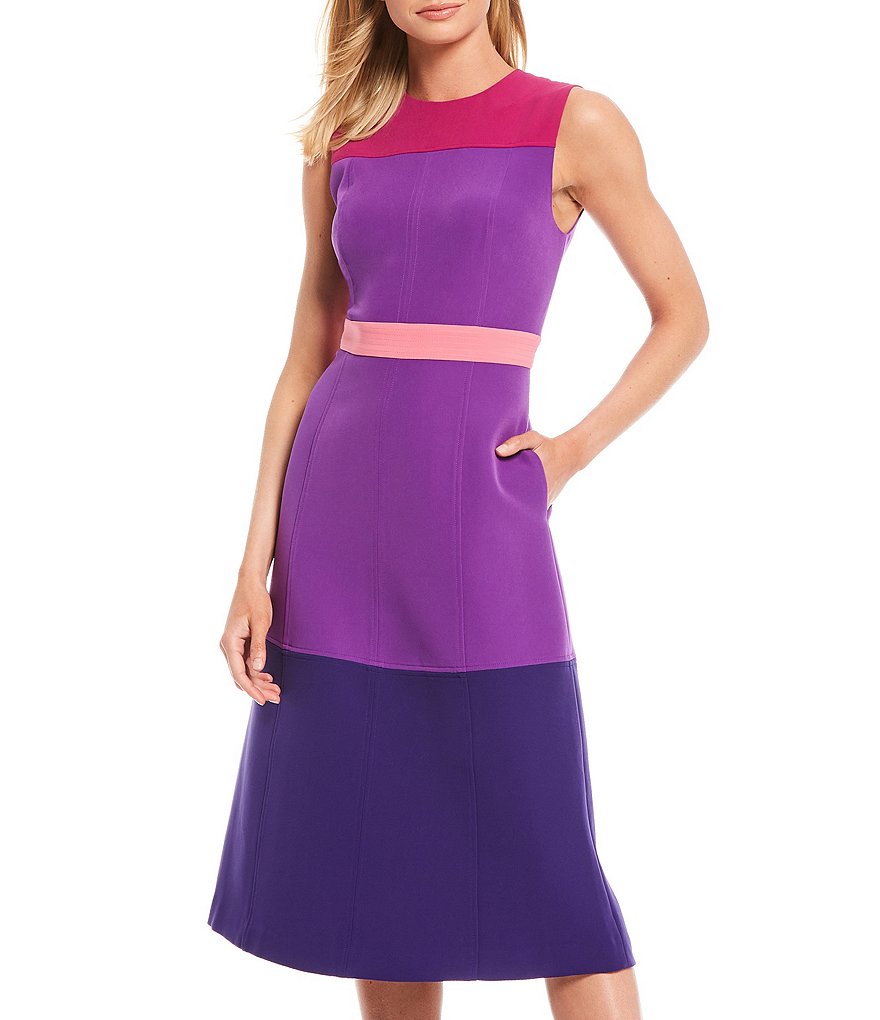 LDT Tyra Colorblock Sleeveless A-Line Dress