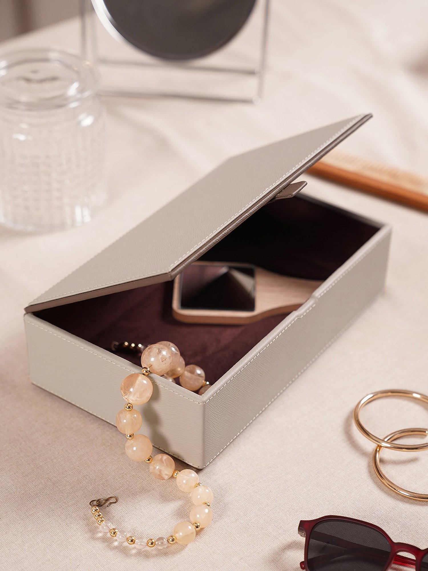 Pure Home and Living Beige MDF Solid Storage Boxes