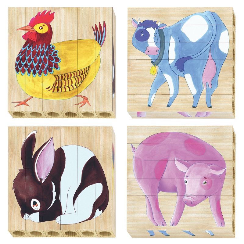 Quercetti Farm Wooden Puzzle - 4pk