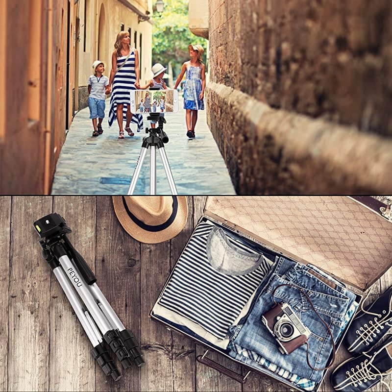 Phone Tripod  50quot Aluminum Lightweight Camera Tripod + Wireless Remote Shutter + Universal Smartphone Holder Mount Compatible for iPhone Xs Max XR X 8 7 6 6S Plusfor Galaxy Note S9 S8 Plus