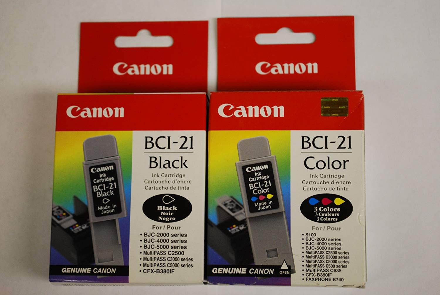 Canon BCI-21 Genuine Canon Brand **Combo Pack** 1 Color & 1 Black