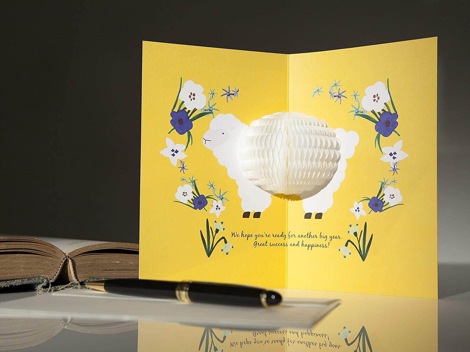 YURICOM Handmade Honeycomb Pop Up Greeting Card - Honeycomb Pop up Greeting, Birthday, Thanks, Wedding, Love, Congrats, Save the date Card (Pack of 3, Healing Cards)