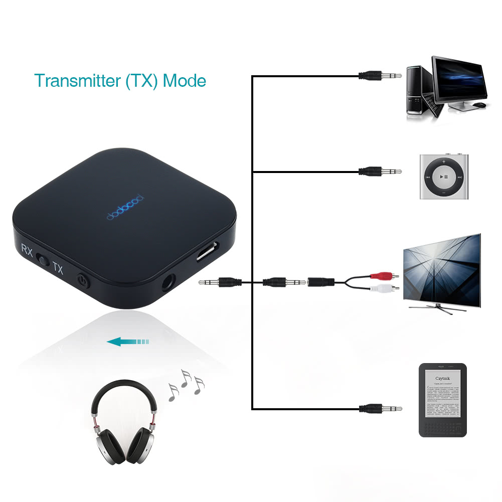 Portable Mini 2-in-1 Rechargeable Wireless Transmitter Receiver - Black