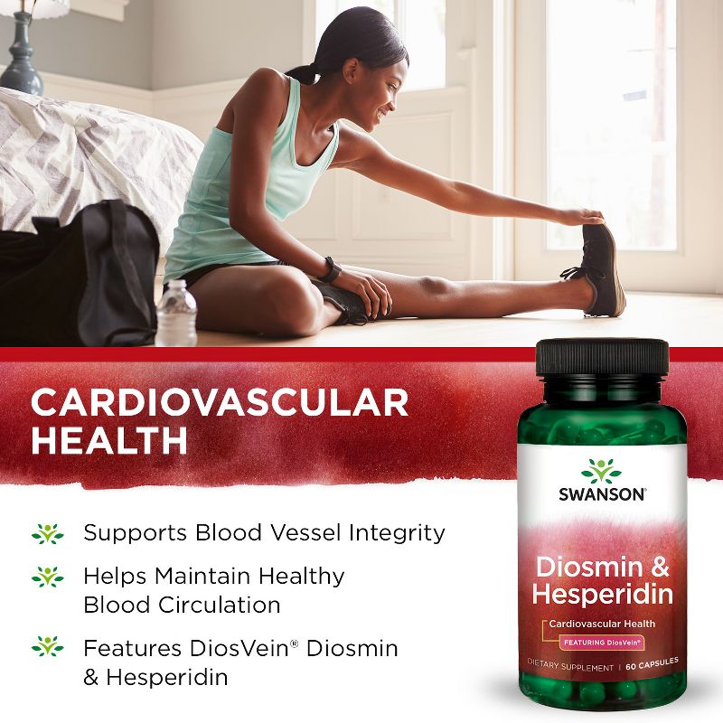 Swanson Diosmin & Hesperidin (Featuring DiosVein) Capsules, 600 mg, 60 Count.
