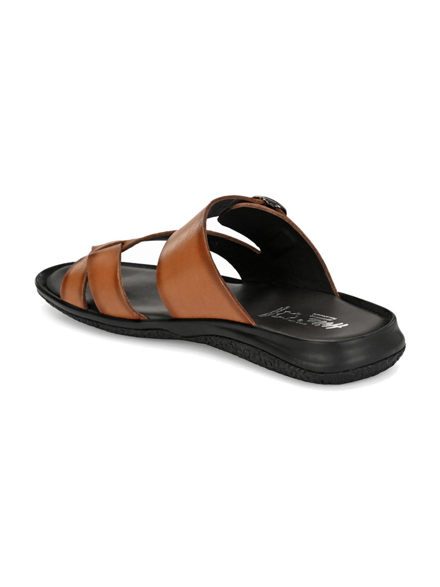 Hitz Men's Tan Cross Strap Sandals