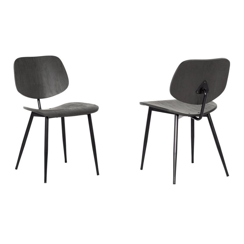 Set of 2 Miki Mid Century Wood Dining Accent Chairs Black - Armen Living