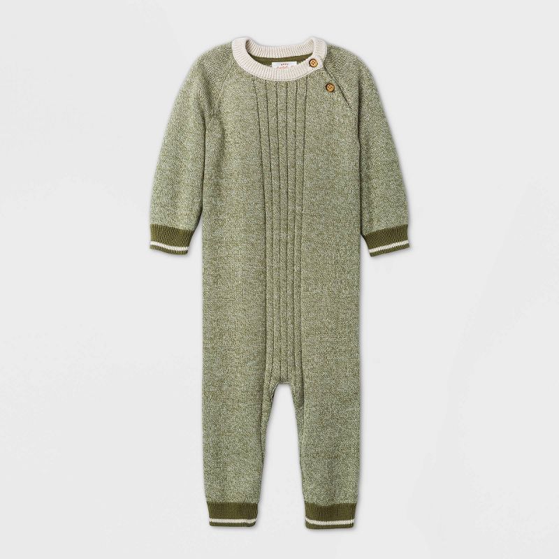 Baby Boys' Long Sleeve Marl Sweater Romper - Cat & Jack™ Green 24M