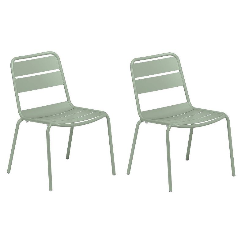 Kapri 4pk Sage Powder-Coated Outdoor Aluminum Side Chairs - Oxford Garden
