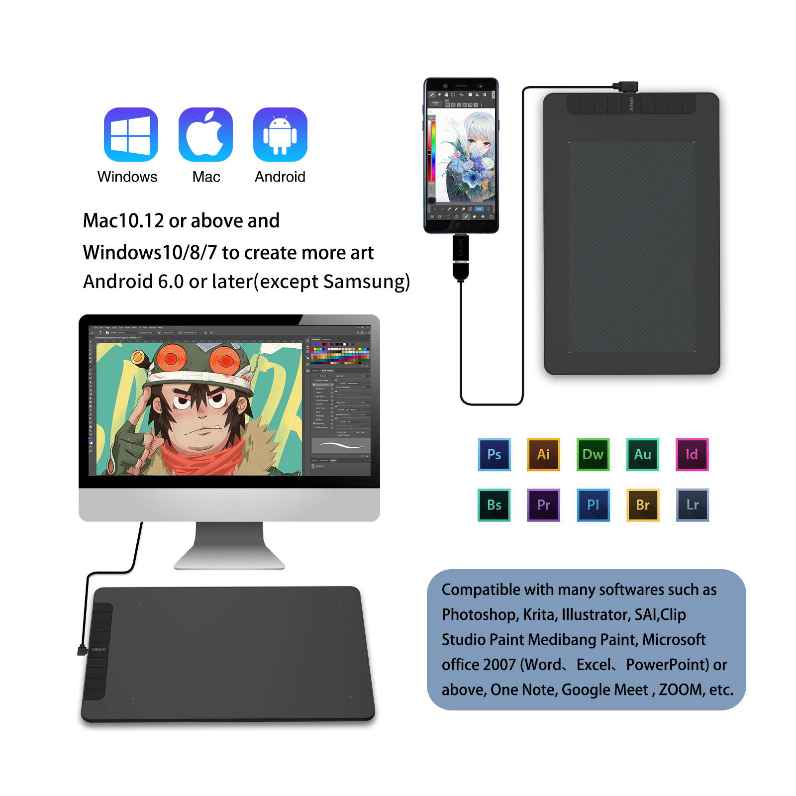 Huion KAMVAS Pro 13 GT-133 Pen Display Drawing Monitor 13.3 Inches Tilt Function Battery-Free Stylus 8192 Pen Pressure(Stand Included)