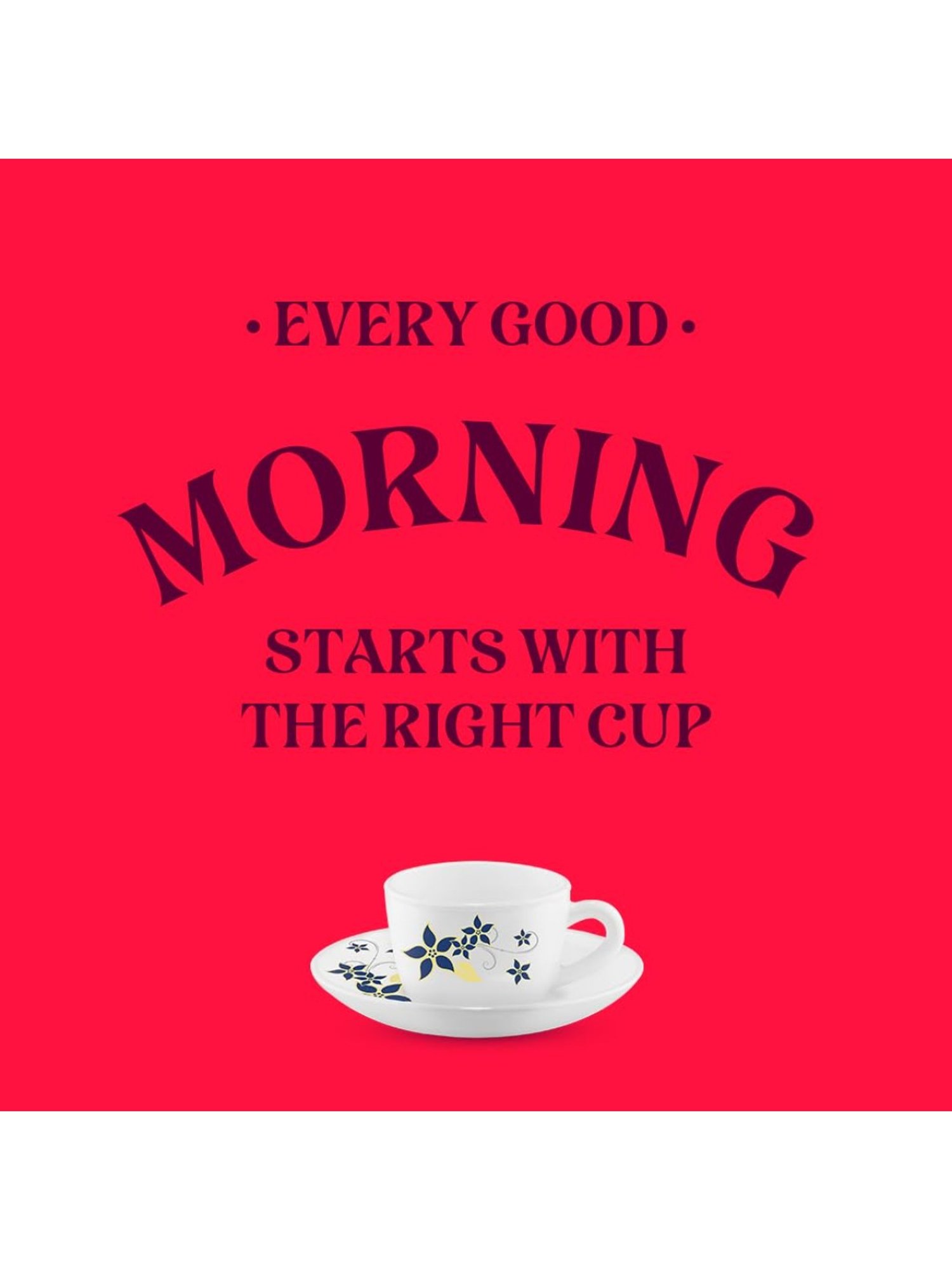 Larah by Borosil Multicolor Ceramic Opalware Cup and Saucer Set of 12 140ml