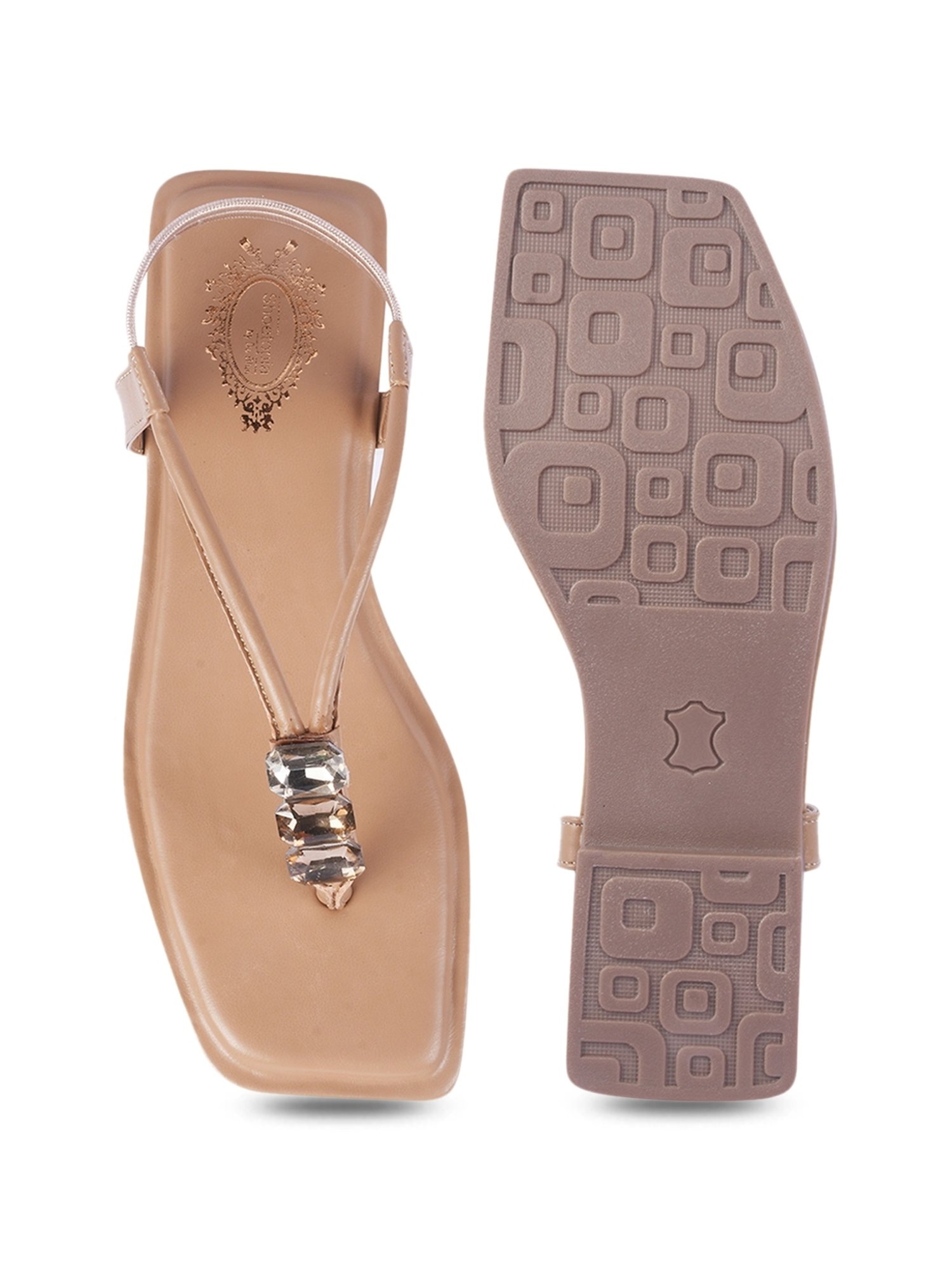Shoetopia Women's Beige Sling Back Sandals