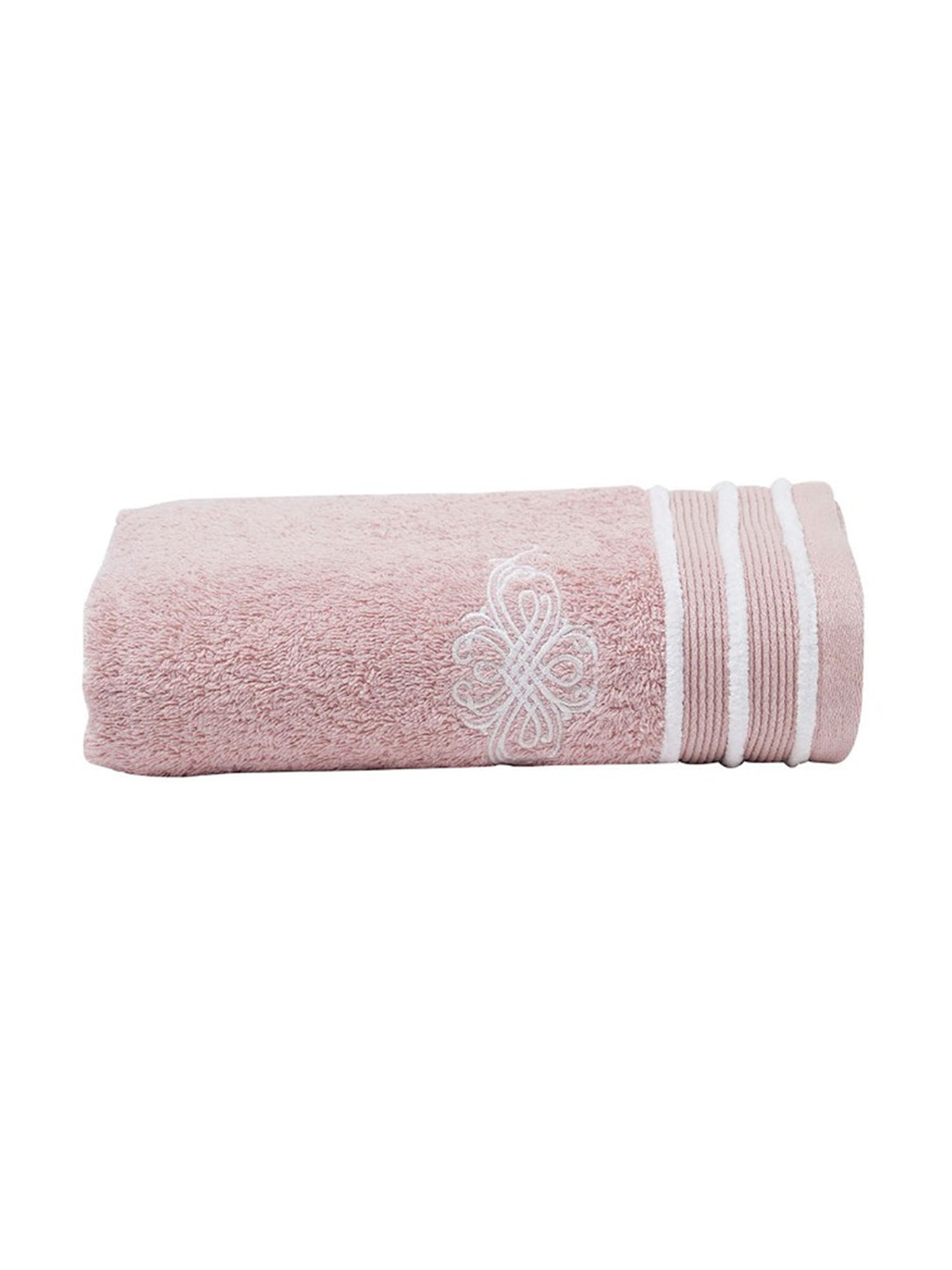 Maspar Vintage Tranquil Essence Cross Wise Embroidery Peach Cotton Bath Towel Bath Towel