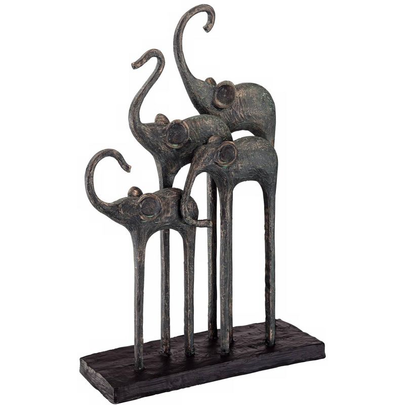 Kensington Hill Trumpeting Elephants 15" High Verde Finish Sculpture