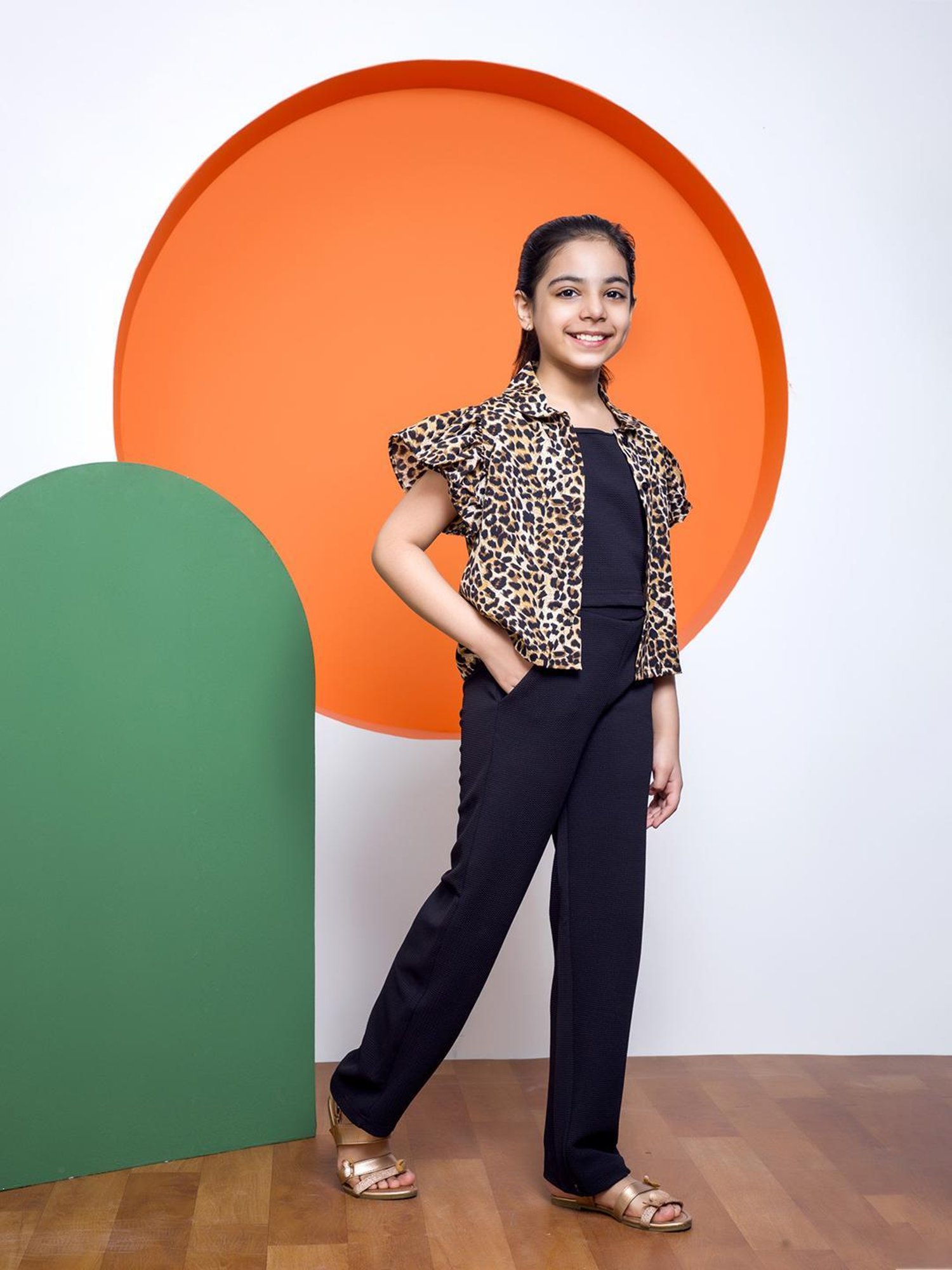 NEUDIS Kids Black Printed Top, Shirt with Trousers