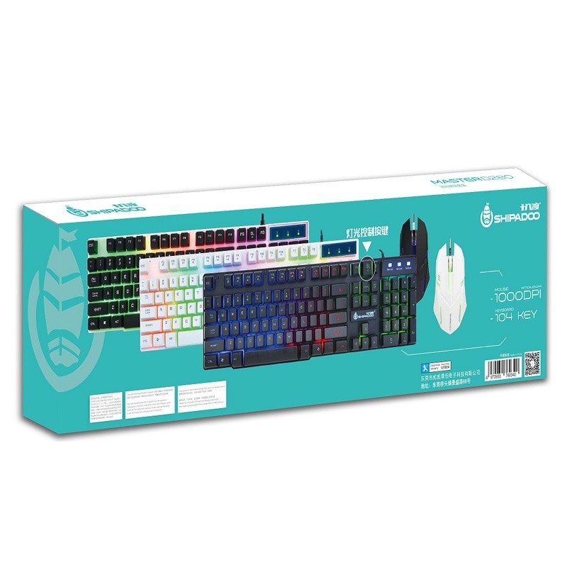 SHIPADOO D280 1000 DPI 104-key Wired RGB Backlight Character Transparent Game Mechanical Feel Suspension Keyboard + 3D Cool Mouse Kit for Laptop, PC