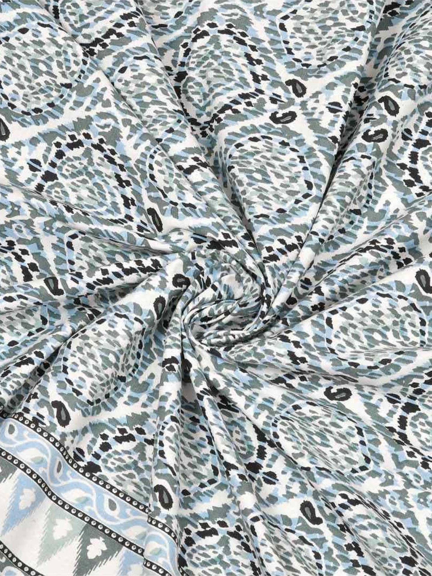 Bella Casa Ethnic Collection Grey Cotton 180 TC Bedsheet with 2 Pillow Covers