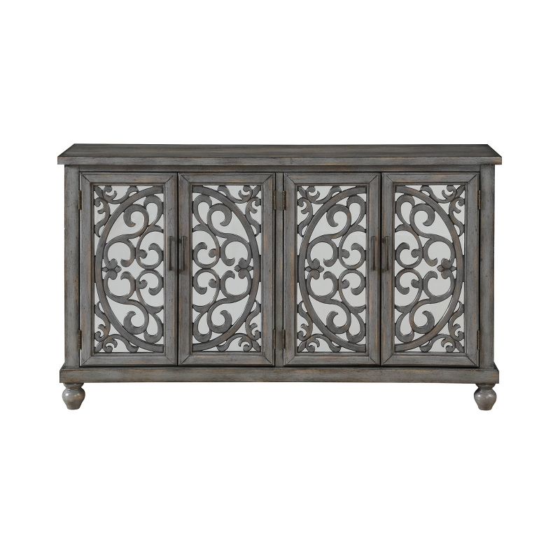 Sterling Ridge 4 Door Media Credenza TV Stand for TVs up to 62" Gray - Treasure Trove Accents