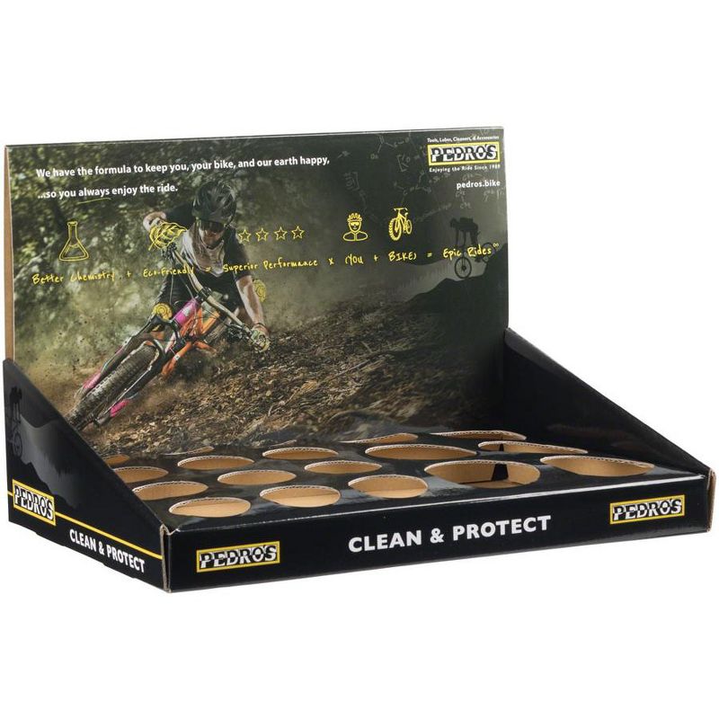 Pedro's Bike Care POP Lubricant, Lube Tool, Cleaner Display