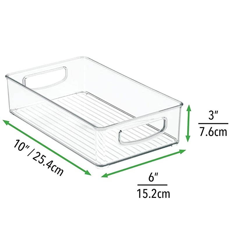 Stackable Plastic Home Office Storage Organizer Container with Handles for Cabinets Drawers Desks Workspace BPA Free for Pens Pencils Highlighters Notebooks 6 Wide 4 Pack Clear