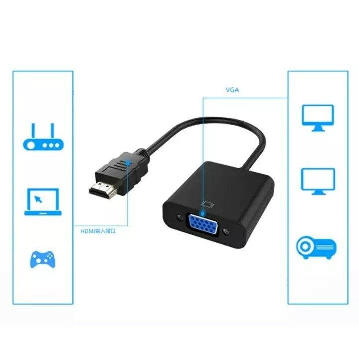 1080P HDMI Male to VGA Female Video Cable Cord Converter Adapter For PC Monitor