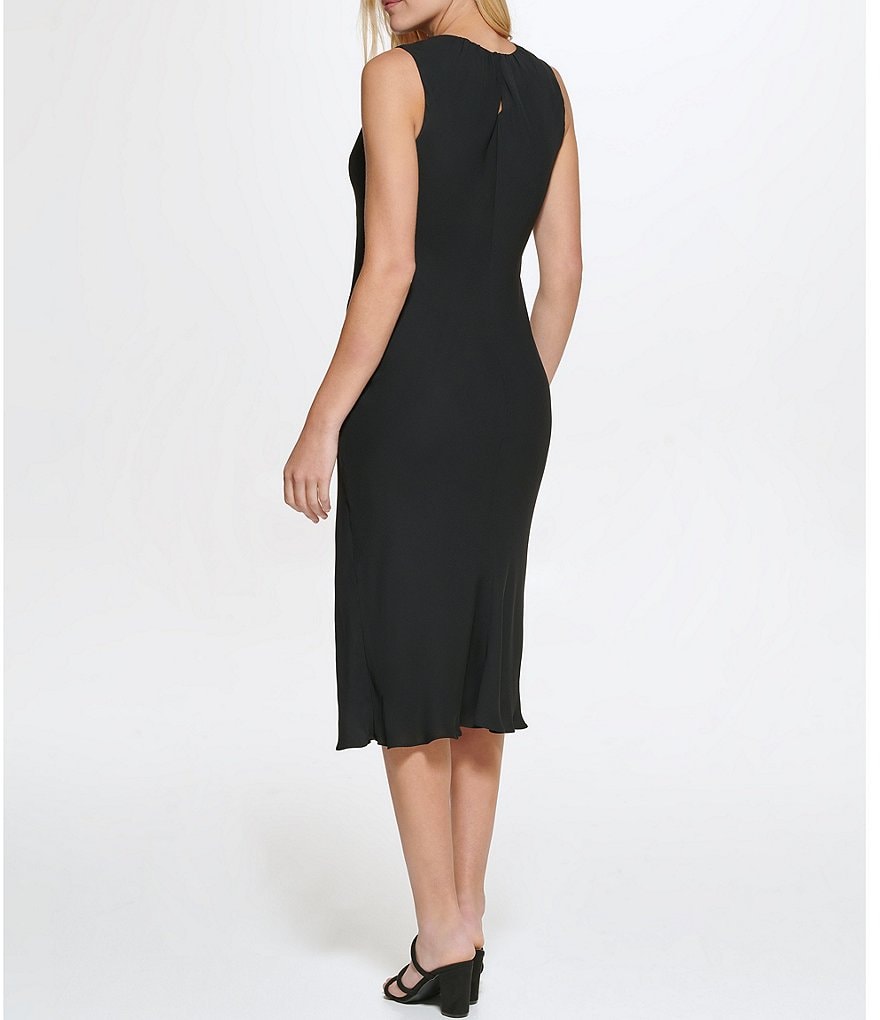 Vince Camuto Halter Bow Neck Sleeveless Midi Dress with Side Seam Pockets