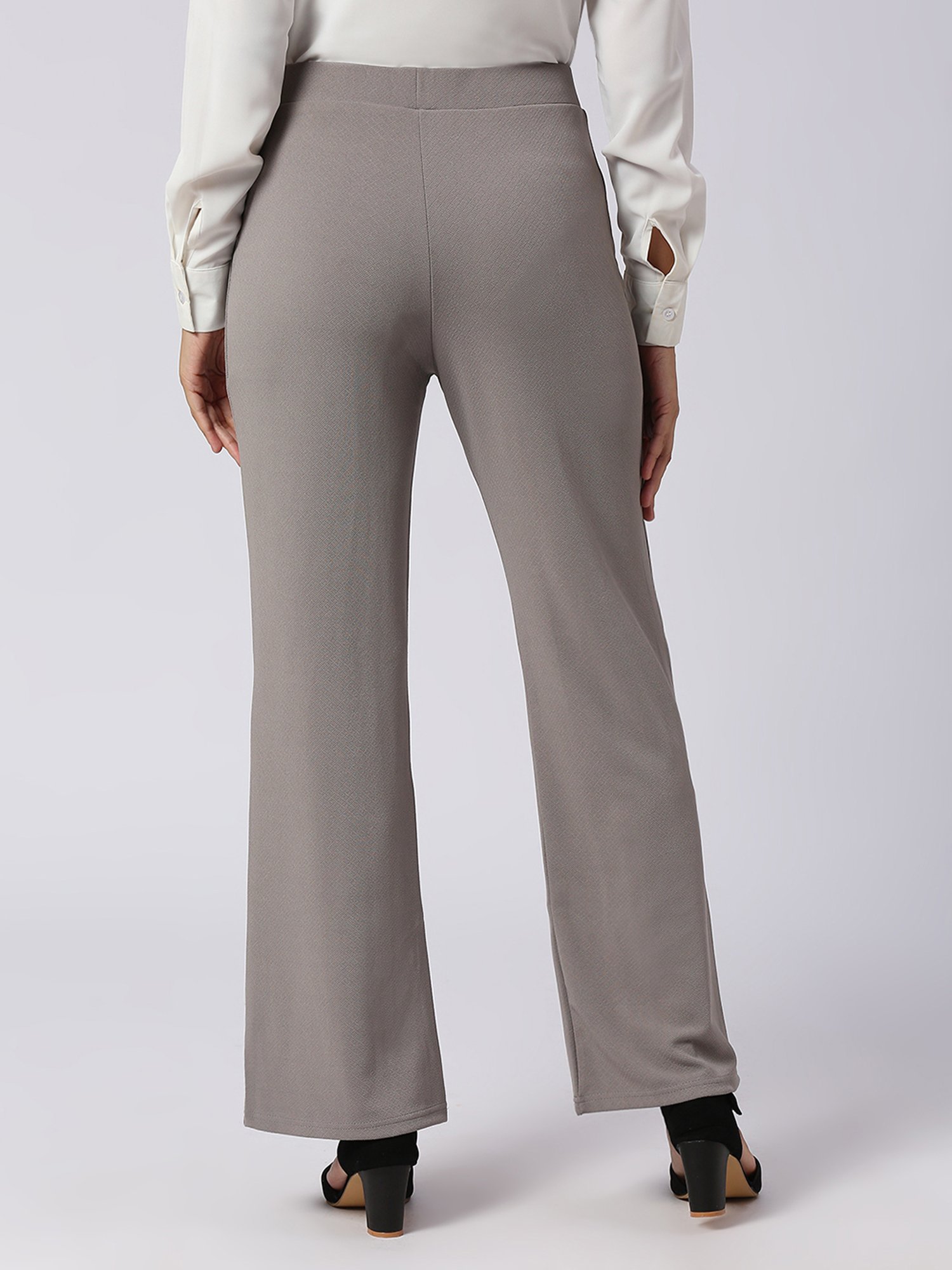 FITHUB Grey Relaxed Fit High Rise Bootcut Trousers