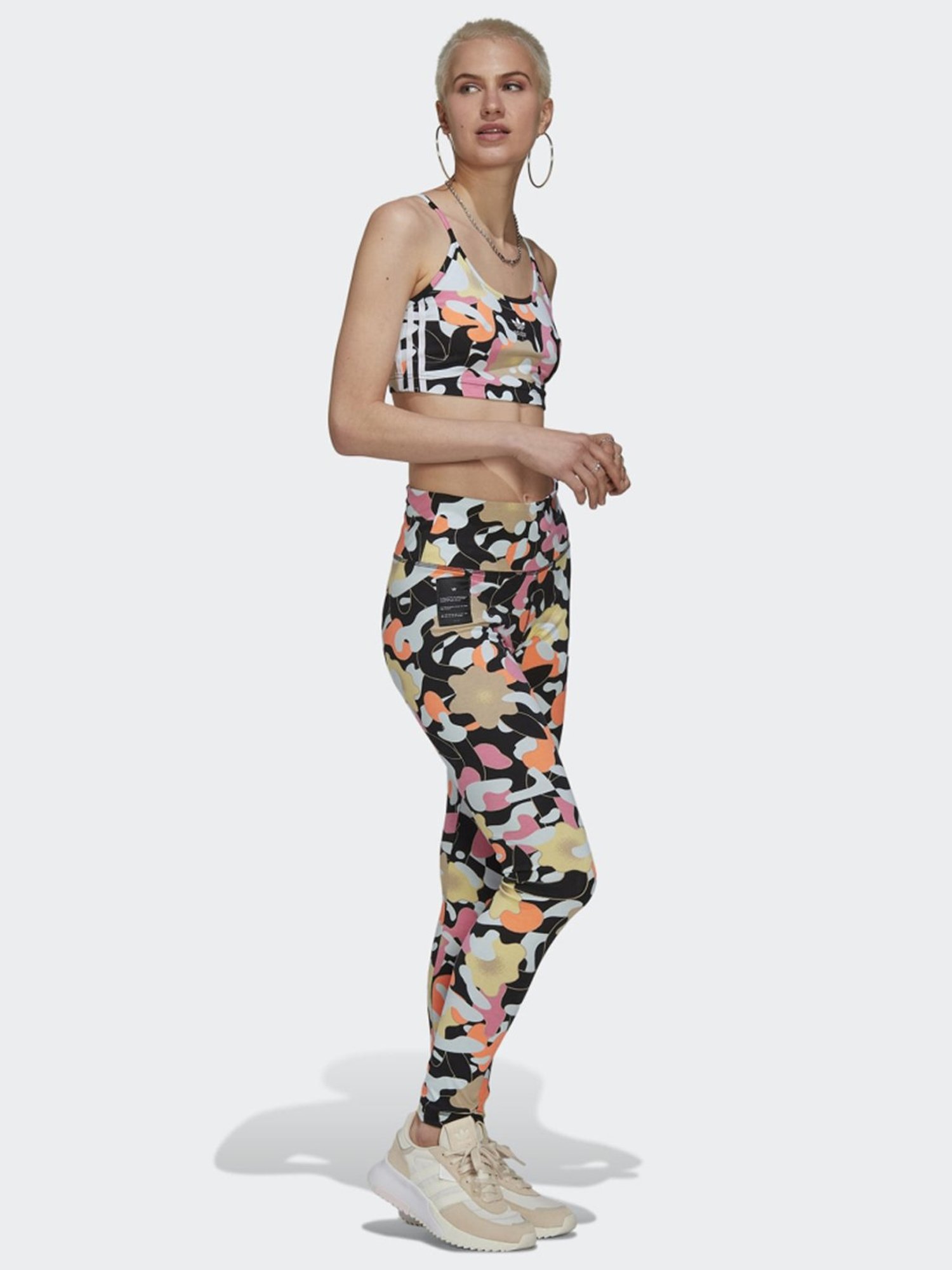 Adidas Originals Multicolored Cotton Printed Crop Top