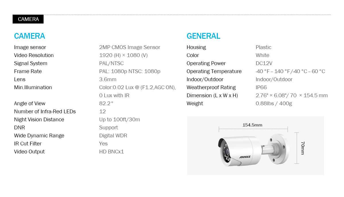 ANNKE 8 Channel CCTV Security Camera System 3MP 5-in-1 DVR with 4&times;1080P HD Weatherproof Cameras, Motion Alert, Remote Access