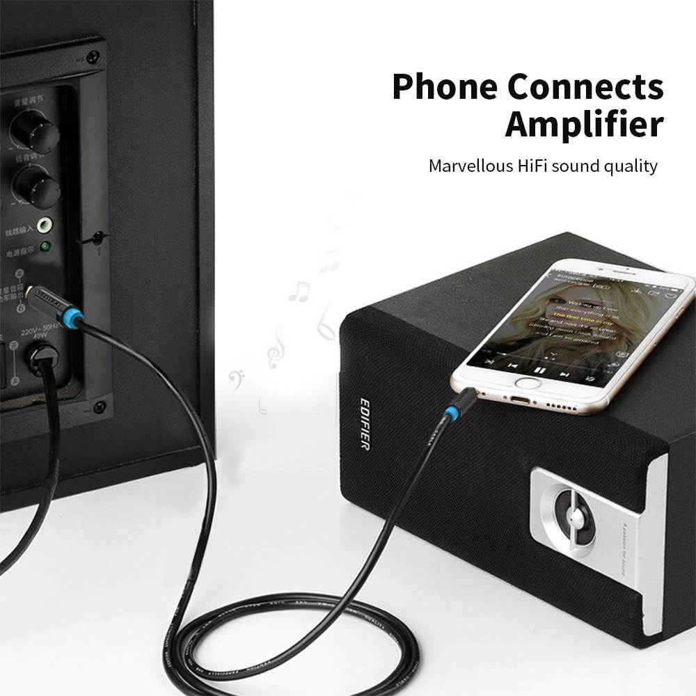 VENTION 3.5mm to 6.5mm Audio Cable Male to Male Audio Cable for Phone Speaker Guitar 1m (Black)