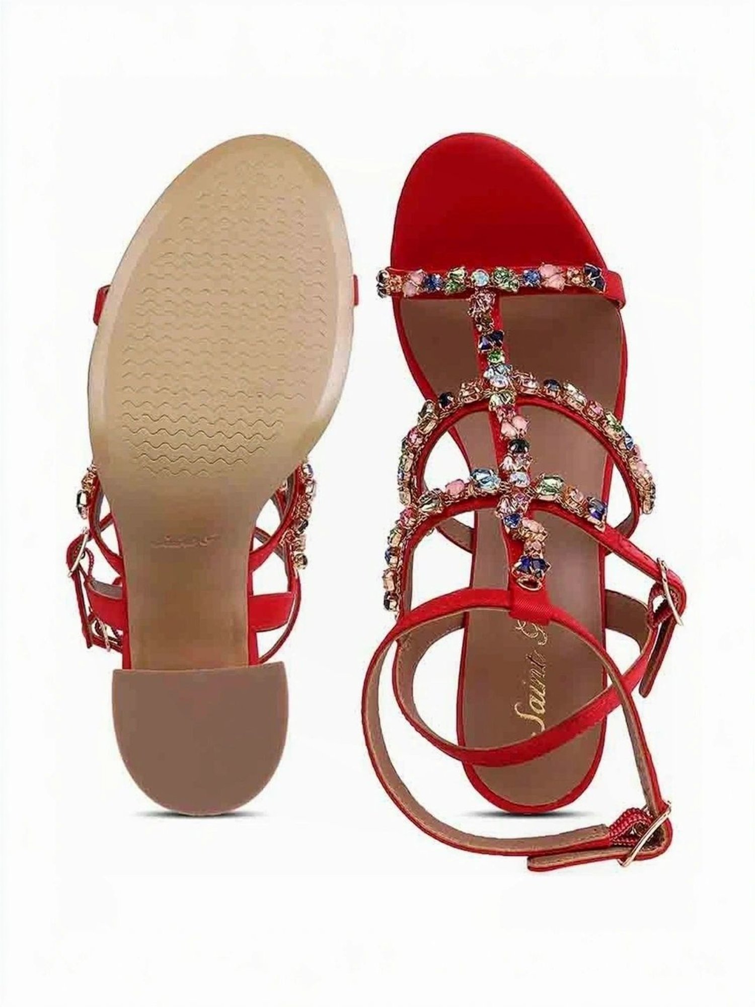 Saint G Women's Gretel Red Ankle Strap Sandals