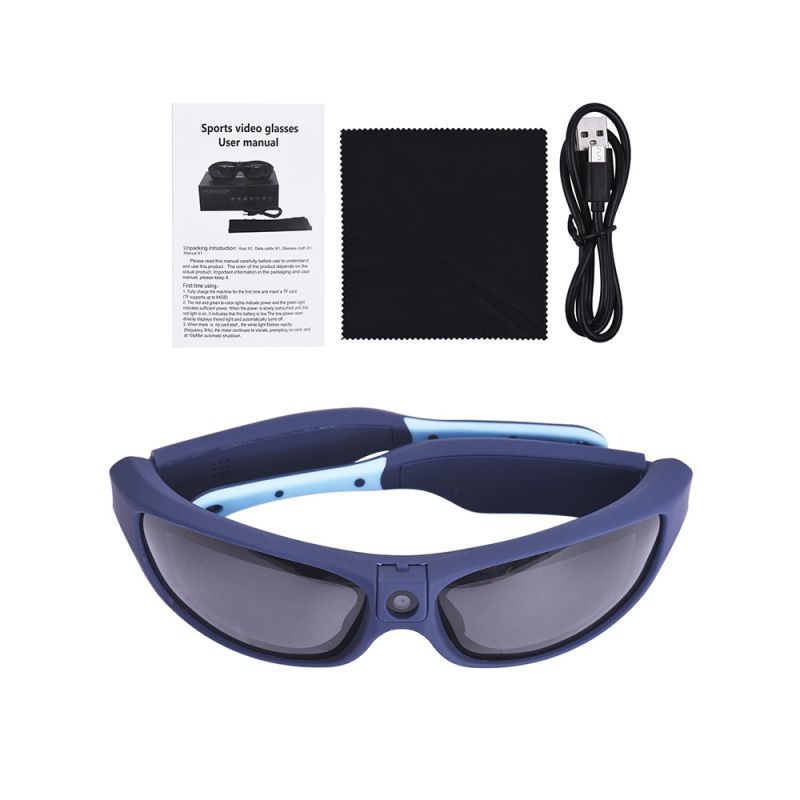 Sunshine IP55 Waterproof Smart Video Recording Sunglasses 1080P FHD Outdoor Sports Action Camera with Polarized UV Protection Safety Lenses Sport Design