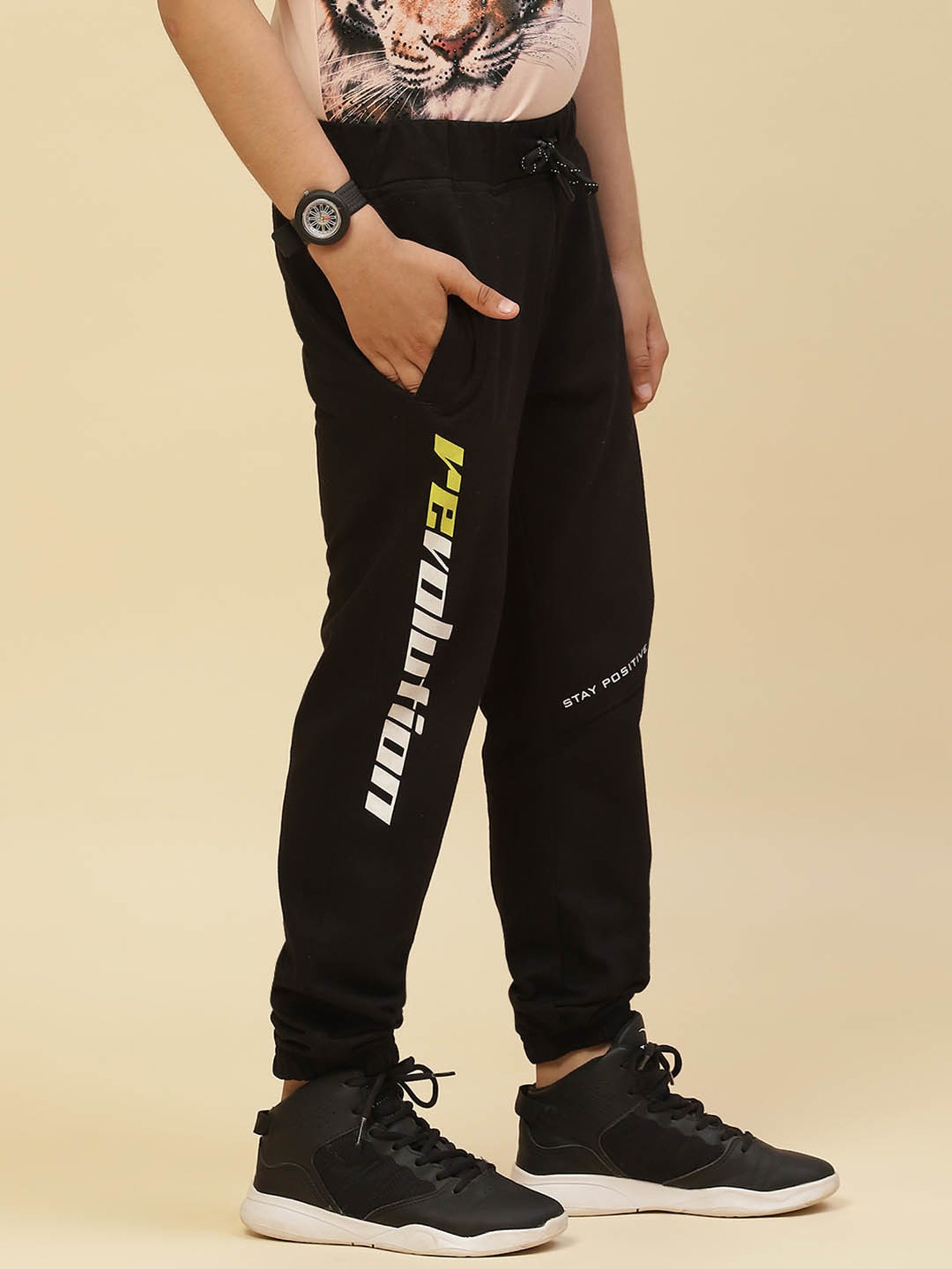 Fame Forever by Lifestyle Boys Tan Cotton Regular Fit Pants