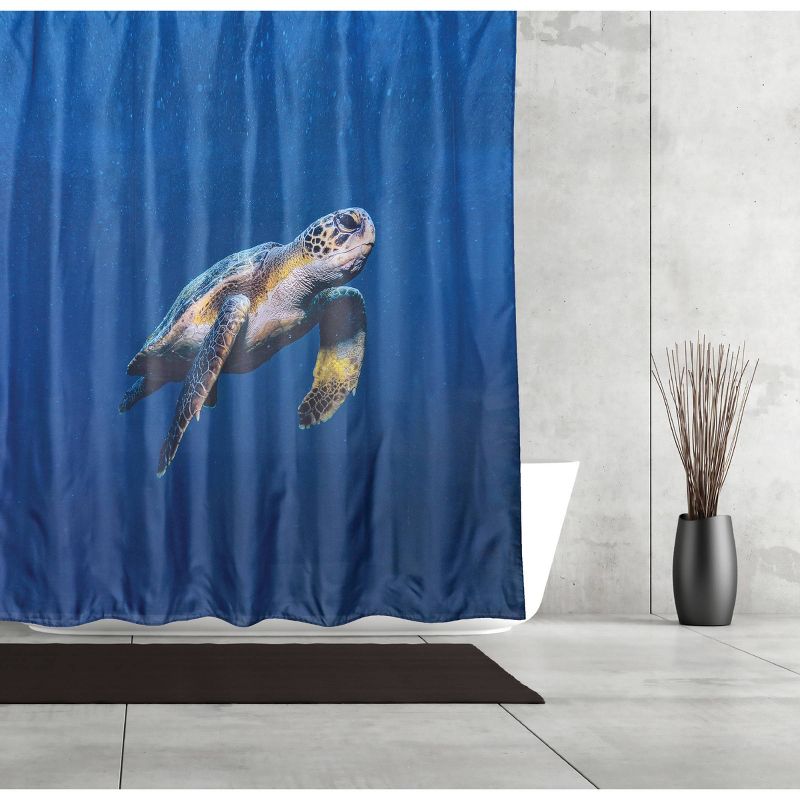 Sea Turtle Shower Curtain Blue/Gold - Moda at Home