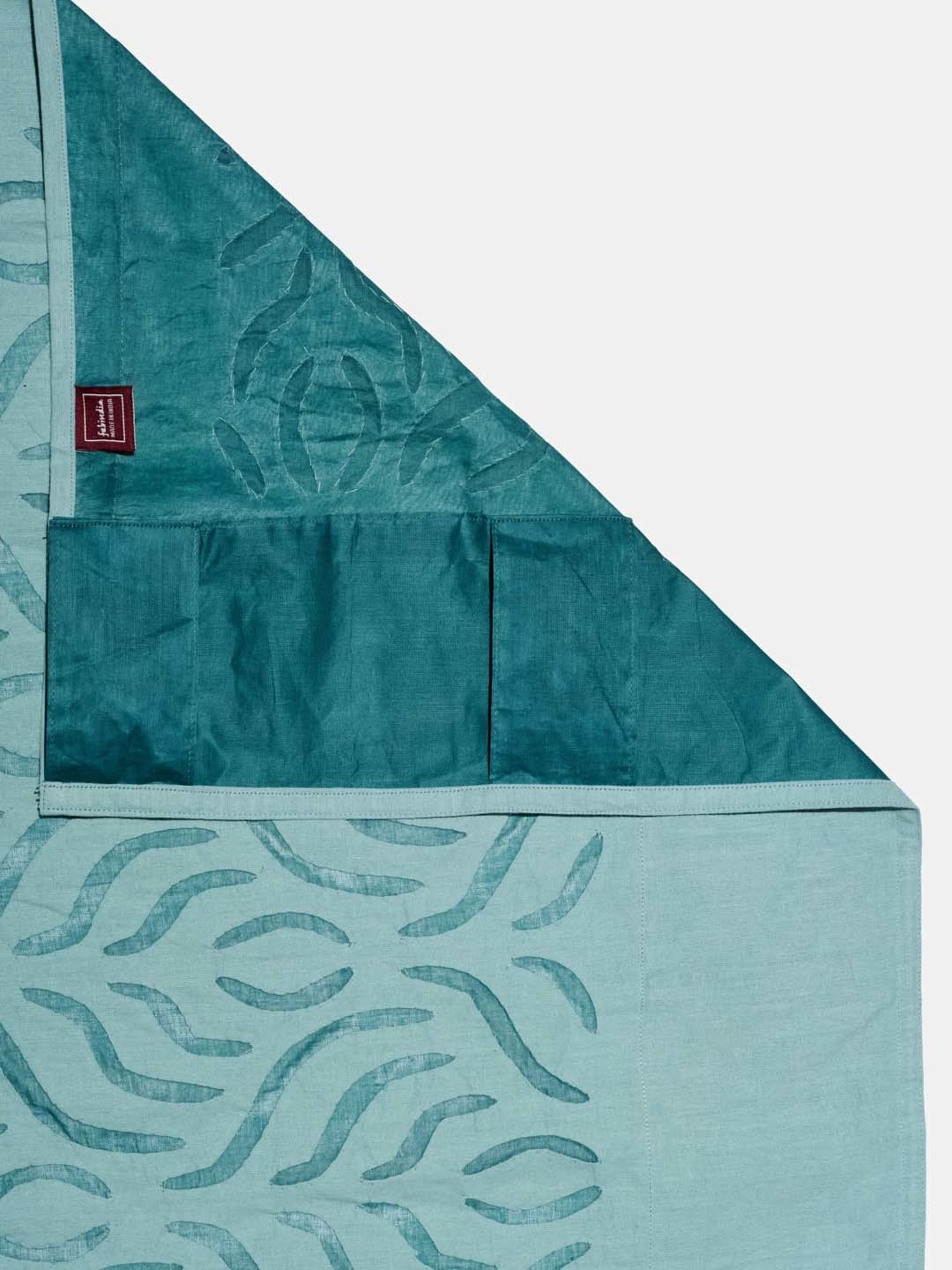Fabindia Home 'Marika Raima' Teal Blue Cotton 5 ft Window Curtain - Single Piece